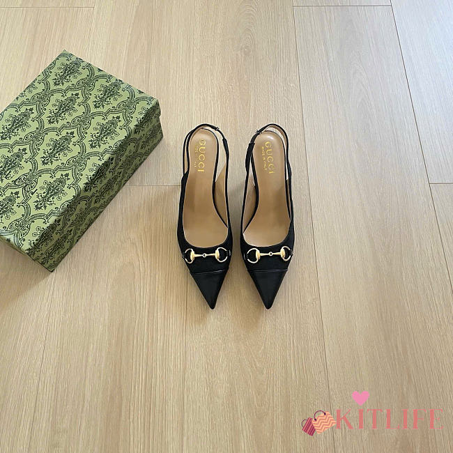 Kitlife Gucci Donna Slingback Pump Black GG Canvas - 1