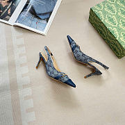 Kitlife Gucci Donna Slingback Pump Blue GG Canvas - 6