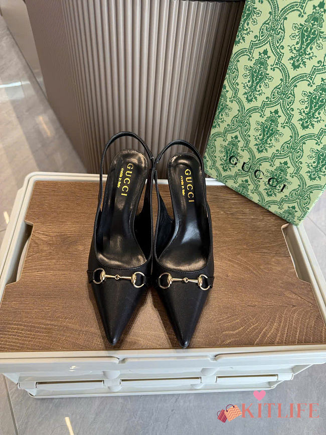 Kitlife Gucci Donna Slingback Pump Black Leather - 1