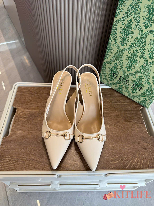 Kitlife Gucci Donna Slingback Pump White Leather - 1