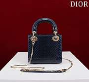 Kitlife Dior Lady Diana Three-grid Snakeskin Bag Dark Blue 17x15x7cm  - 1