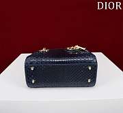 Kitlife Dior Lady Diana Three-grid Snakeskin Bag Dark Blue 17x15x7cm  - 2