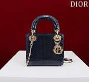 Kitlife Dior Lady Diana Three-grid Snakeskin Bag Dark Blue 17x15x7cm  - 4