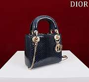Kitlife Dior Lady Diana Three-grid Snakeskin Bag Dark Blue 17x15x7cm  - 5