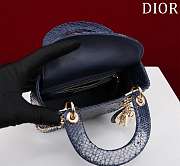 Kitlife Dior Lady Diana Three-grid Snakeskin Bag Dark Blue 17x15x7cm  - 3