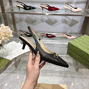 Kitlife Gucci Horsebit Black Leather Slingback Pumps 45mm - 6