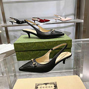 Kitlife Gucci Horsebit Black Leather Slingback Pumps 45mm - 4