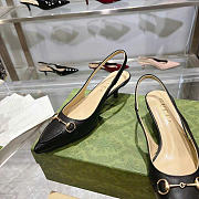 Kitlife Gucci Horsebit Black Leather Slingback Pumps 45mm - 3