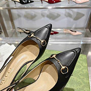 Kitlife Gucci Horsebit Black Leather Slingback Pumps 45mm - 2