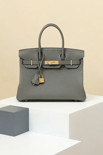 Kitlife Hermes Birkin Togo Leather Bag Gray With Gold Hardware BK300 30x23x15cm 