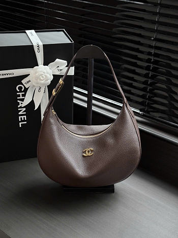 Kitlife Chanel Hobo Handbag Dark Brown Tanned Calfskin & Gold-tone Metal AS6570 21x30x9cm 