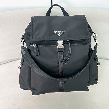 Kitlife Prada Explore Re-Nylon And Leather Backpack Black 2VZ118 39x37x20cm