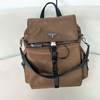 Kitlife Prada Explore Re-Nylon And Leather Backpack Brown 2VZ118 39x37x20cm 