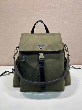 Kitlife Prada Explore Re-Nylon And Leather Backpack Green Khakhi 2VZ118 39x37x20cm 