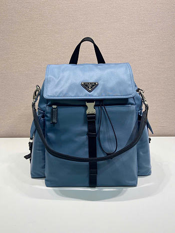 Kitlife Prada Explore Re-Nylon And Leather Backpack Blue 2VZ118 39x37x20cm 