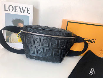 Kitlife Fendi Nappa Leather FF Logo Belt Bag Black 30x17x3cm