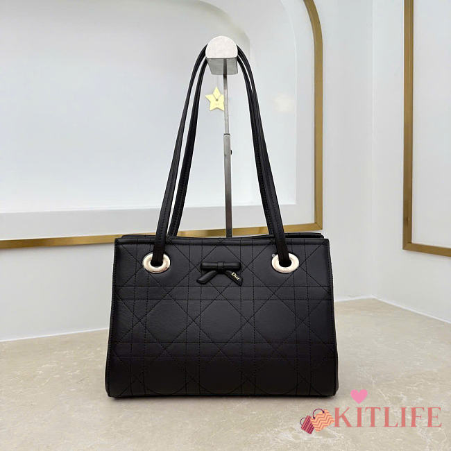 Kitlife Dior Small Shopping Bag Black Leather M1410 27x19x13.5cm  - 1