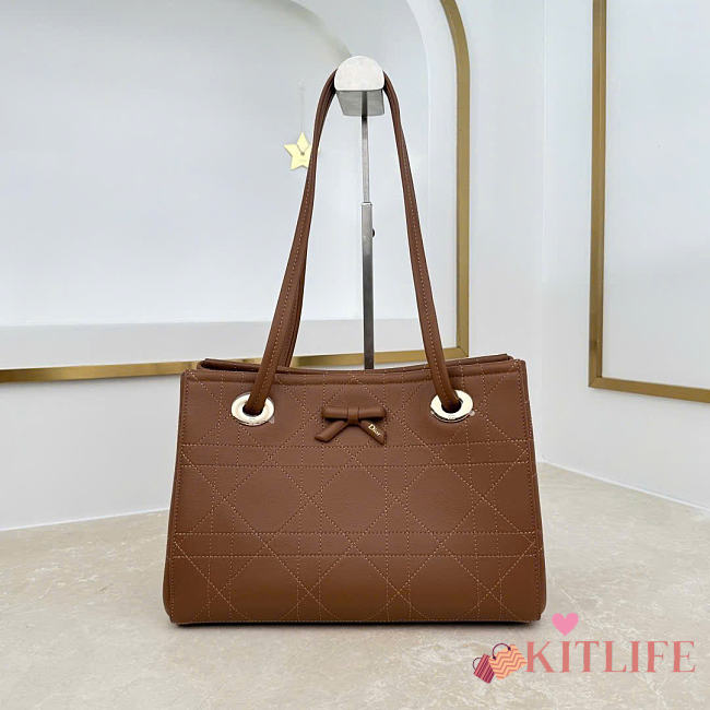 Kitlife Dior Small Shopping Bag Brown Leather M1410 27x19x13.5cm - 1