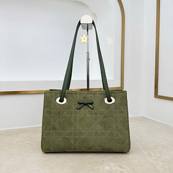 Kitlife Dior Small Shopping Bag Green Suede Leather M1410 27x19x13.5cm 