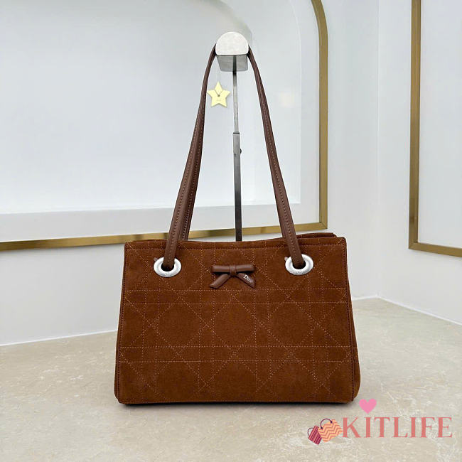 Kitlife Dior Small Shopping Bag Brown Suede Leather M1410 27x19x13.5cm - 1