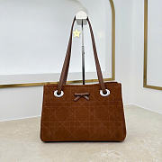 Kitlife Dior Small Shopping Bag Brown Suede Leather M1410 27x19x13.5cm - 1