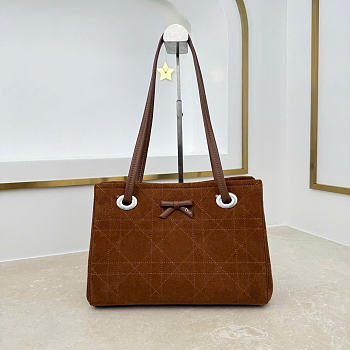 Kitlife Dior Small Shopping Bag Brown Suede Leather M1410 27x19x13.5cm