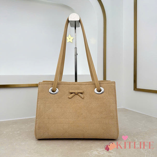 Kitlife Dior Small Shopping Bag Beige Suede Leather M1410 27x19x13.5cm  - 1