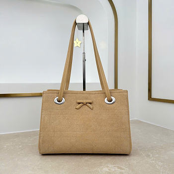 Kitlife Dior Small Shopping Bag Beige Suede Leather M1410 27x19x13.5cm 
