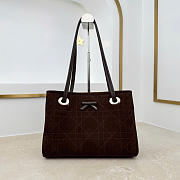 Kitlife Dior Small Shopping Bag Dark Brown Suede Leather M1410 27x19x13.5cm  - 1