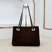 Kitlife Dior Small Shopping Bag Dark Brown Suede Leather M1410 27x19x13.5cm  - 5
