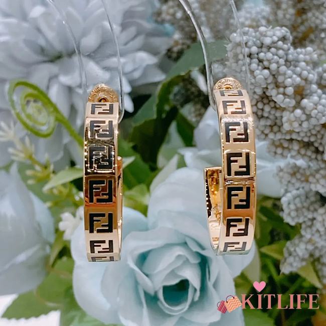 Kitlife Fendi Fendi FF Logo Circle Earrings  - 1