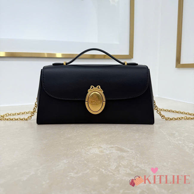 Kitlife Dior Médaillon Pouch Black Smooth Calfskin M3671 26x11.5x4.5cm - 1