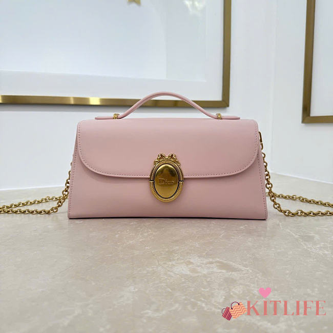 Kitlife Dior Médaillon Pouch Pink Smooth Calfskin M3671 26x11.5x4.5cm - 1