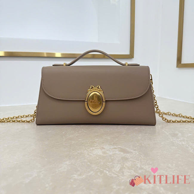 Kitlife Dior Médaillon Pouch Gray Smooth Calfskin M3671 26x11.5x4.5cm  - 1