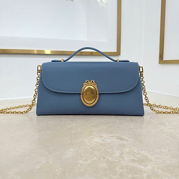 Kitlife Dior Médaillon Pouch Blue Smooth Calfskin M3671 26x11.5x4.5cm 