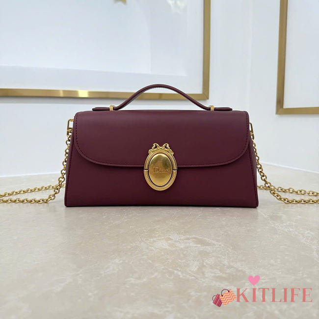 Kitlife Dior Médaillon Pouch Burgundy Smooth Calfskin M3671 26x11.5x4.5cm  - 1