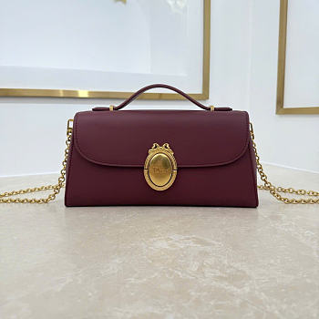 Kitlife Dior Médaillon Pouch Burgundy Smooth Calfskin M3671 26x11.5x4.5cm 