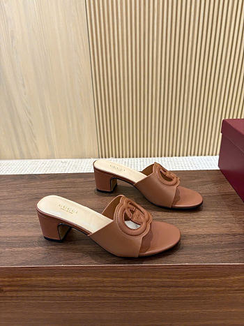 Kitlife Gucci Shoes Brown With 5.5cm Square Heel