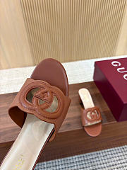 Kitlife Gucci Shoes Brown With 5.5cm Square Heel - 4