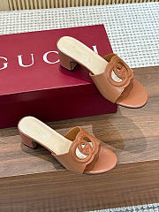 Kitlife Gucci Shoes Brown With 5.5cm Square Heel - 3