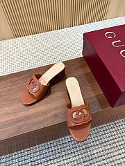 Kitlife Gucci Shoes Brown With 5.5cm Square Heel - 2