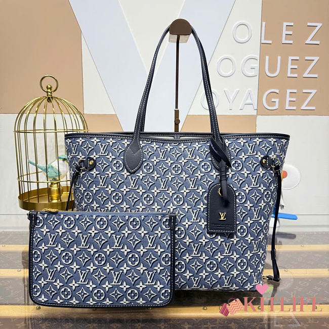 Kitlife Louis Vuitton Neverfull MM Bag Monogram Embleme Bleu M2A096 47x28x14cm  - 1