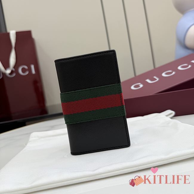 Kitlife Gucci GG Card Case Black with Web 867346 12x7.5cm  - 1