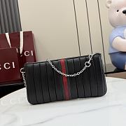 Kitlife Gucci GG Marmont Pouch With Strap Black Leather With Silver Hardware A006X2 26x13x1.5cm  - 2