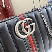 Kitlife Gucci GG Marmont Pouch With Strap Black Leather With Silver Hardware A006X2 26x13x1.5cm  - 5