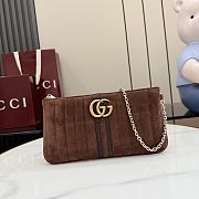 Kitlife Gucci GG Marmont Pouch With Strap Brown Sude A006X2 26x13x1.5cm  - 1
