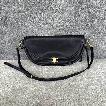 Kitlife Celine Soft Triomphe Little Halfmoon Bag In Black Lambskin L10373 25x13x5cm 