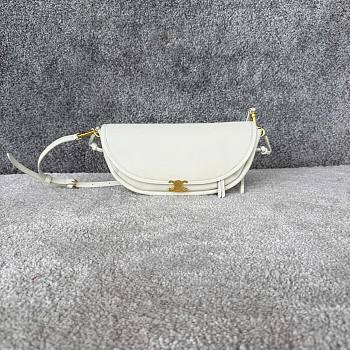 Kitlife Celine Soft Triomphe Little Halfmoon Bag In White Lambskin L10373 25x13x5cm 