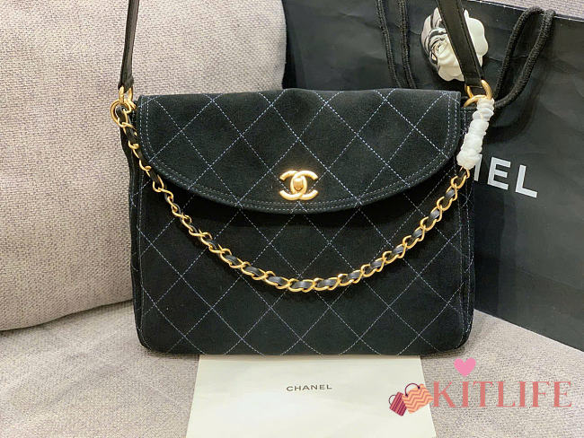 Kitlife Chanel 26C Hobo Bag Black Suede 21.5x30x5cm - 1