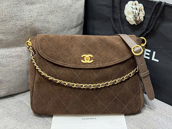 Kitlife Chanel 26C Hobo Bag Dark Brown Suede 21.5x30x5cm